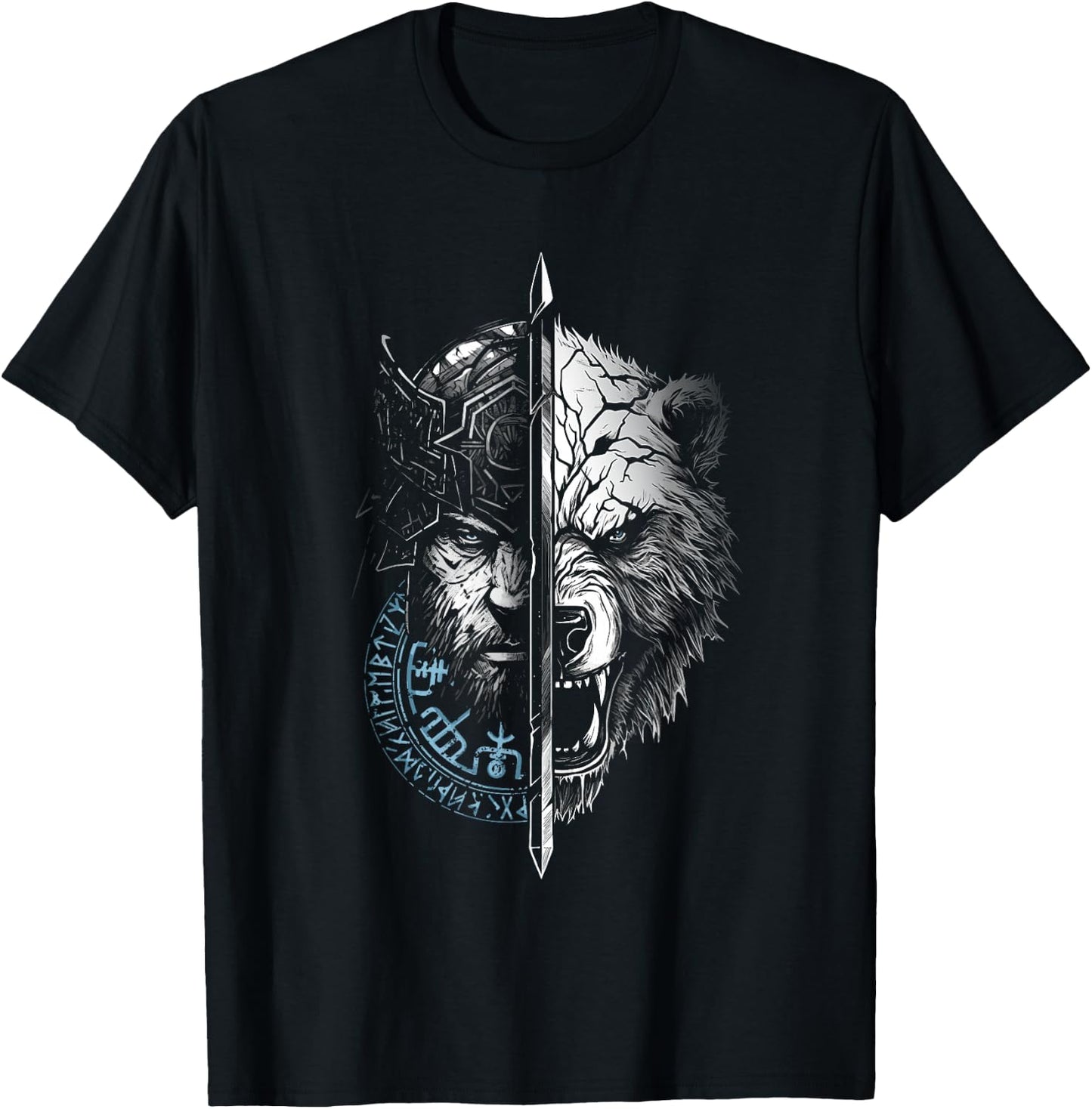 Berserker Bear Warrior Odin Runes Nordic Compass Viking T-Shirt - T-Shirt | Black
