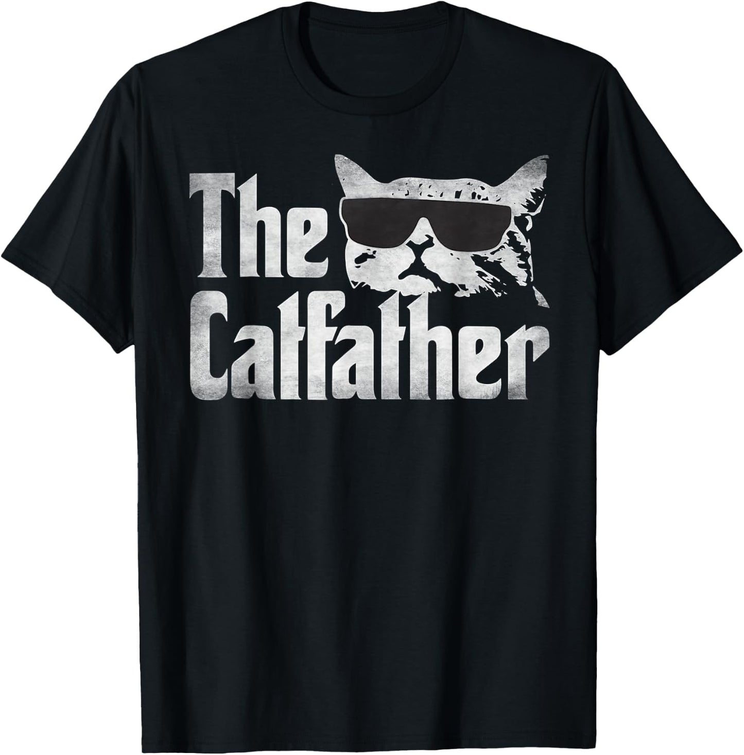Men's The Catfather Funny Cat Dad Father's Day Vintage Father's Day , black T-Shirt - T-Shirt | Black