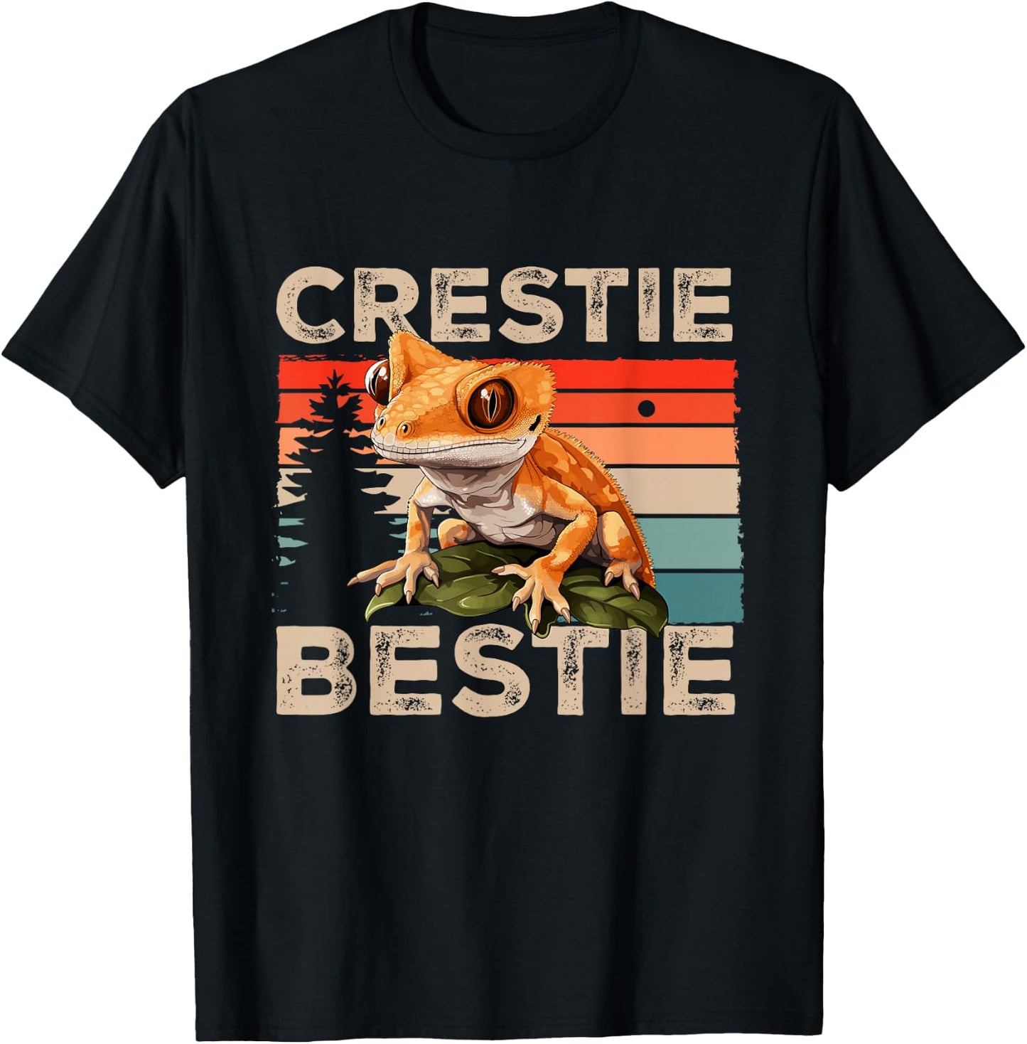 Crested Gecko Reptile - Crestie Bestie T-Shirt - T-Shirt | Black