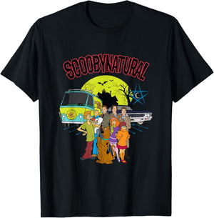 Scooby-Doo Scoobynatural Mystery Machine and Baby with Gang , Black, S T-Shirt - T-Shirt | Black