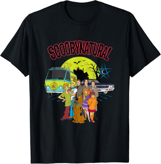 Scooby-Doo Scoobynatural Mystery Machine and Baby with Gang , Black, S T-Shirt - T-Shirt | Black