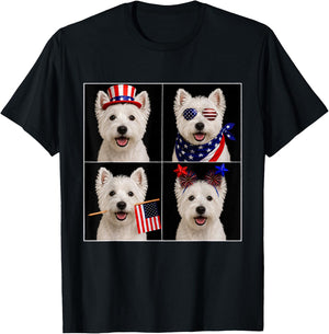 West Highland Terrier 4th of July Westie Dog USA Photobooth T-Shirt - T-Shirt | Black