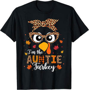 I'm the Auntie Turkey Matching Family Thanksgiving 2024 T-Shirt - T-Shirt | Black