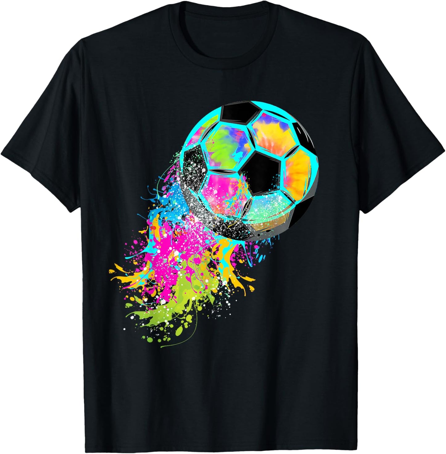 Colorful Tie Dye Soccer Ball T-Shirt - T-Shirt | Black