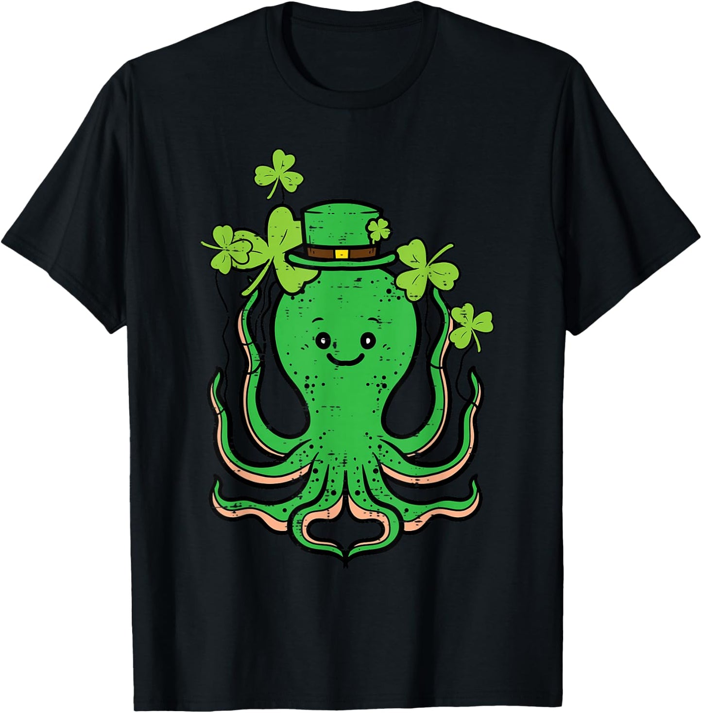 St Patricks Day Octopus Saint Pattys Paddys Men Women Kids T-Shirt - T-Shirt | Black