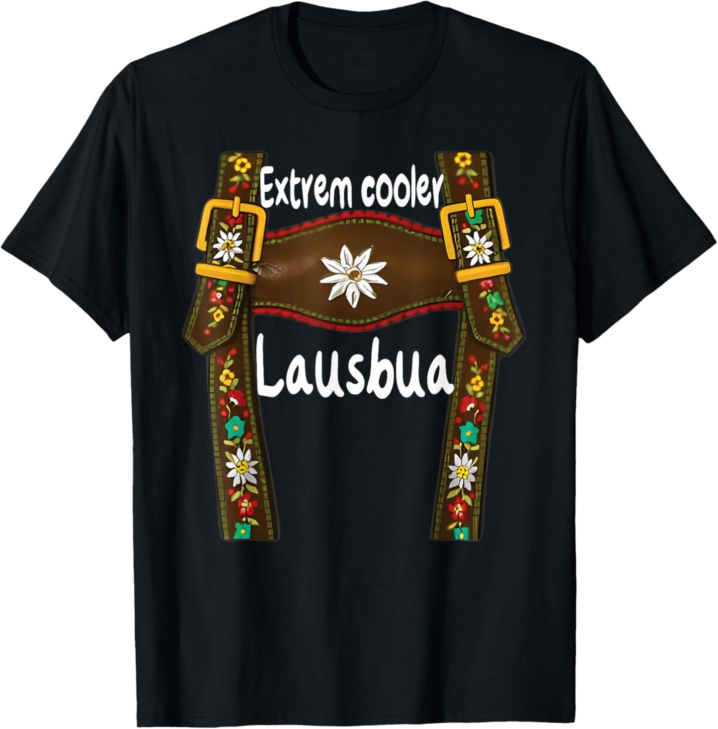 Lausbua Lausmadl Kinder Trachten Lederhose Ersatz Lederhosn T-Shirt - T-Shirt | Black