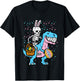 Kids Easter Skeleton On Dino Trex Egg Hunting Toddler Boys Kids T-Shirt - T-Shirt | Black