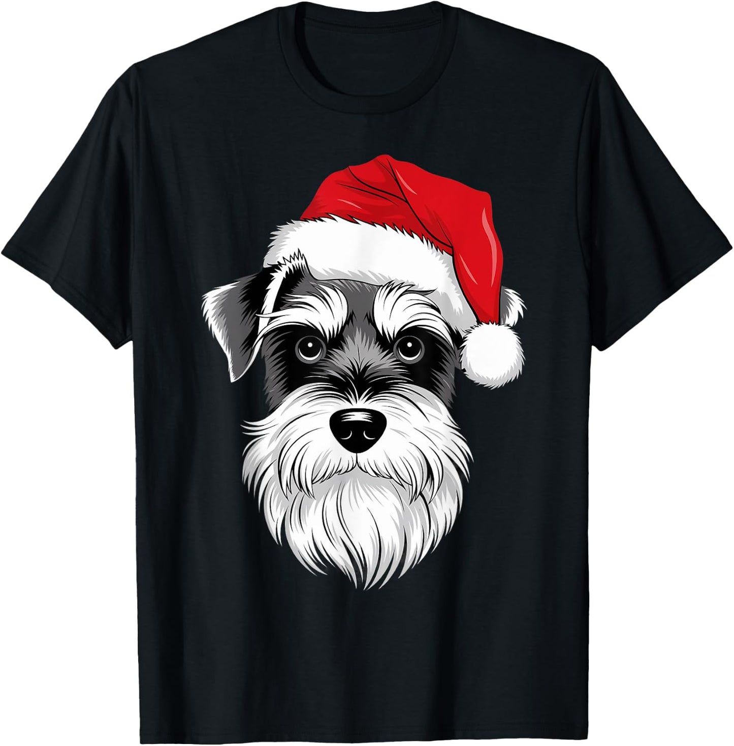 Mini Schnauzer Santa Dog on Miniature Schnauzer Christmas T-Shirt - T-Shirt | Black
