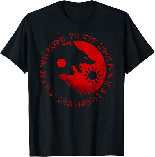 Sons Of Fenrir - Skoll und Hati Norse Wolf Rune T-Shirt - T-Shirt | Black