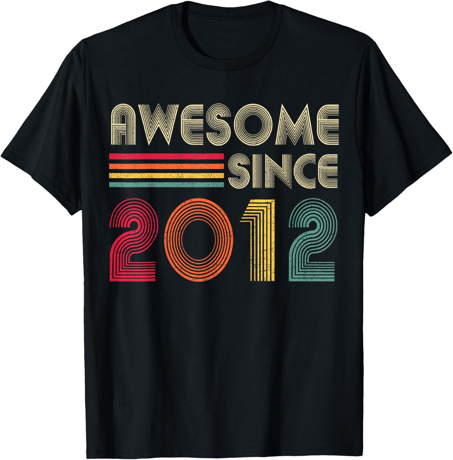 Awesome Since 2012 10th Birthday Retro T-Shirt - T-Shirt | Black