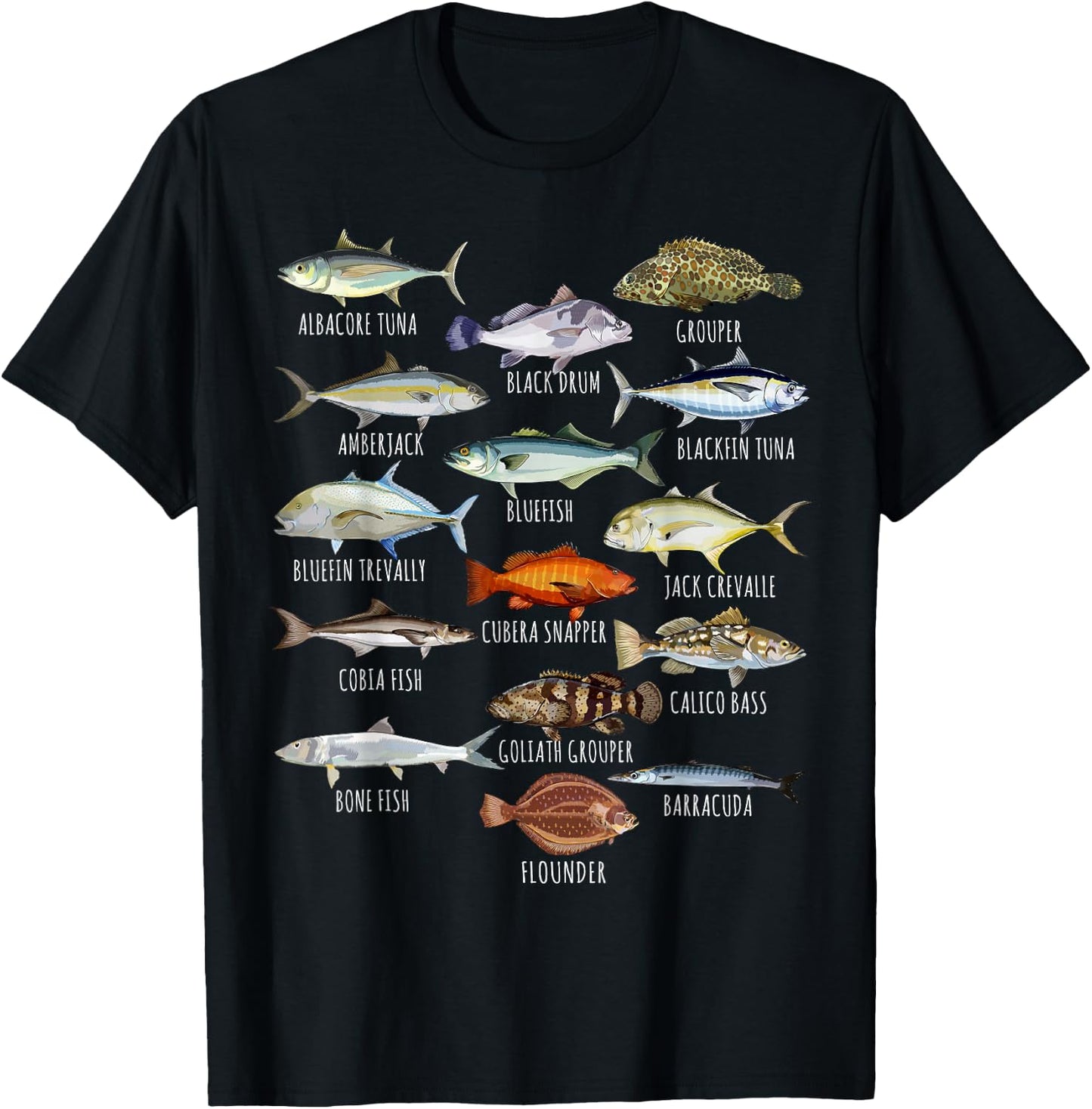 Fish Species Biology Types of Saltwater Fish Fishing Small T-Shirt - T-Shirt | Black