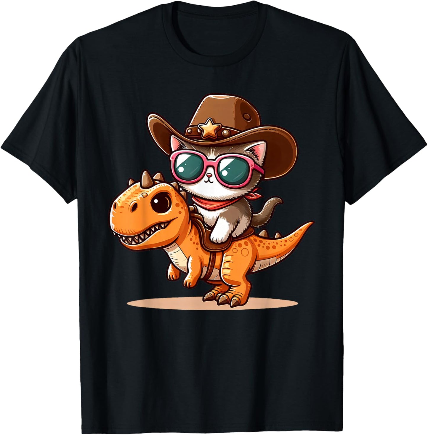 Dinosaur and Cat, T-Rex, Cat Owners T-Shirt - T-Shirt | Black