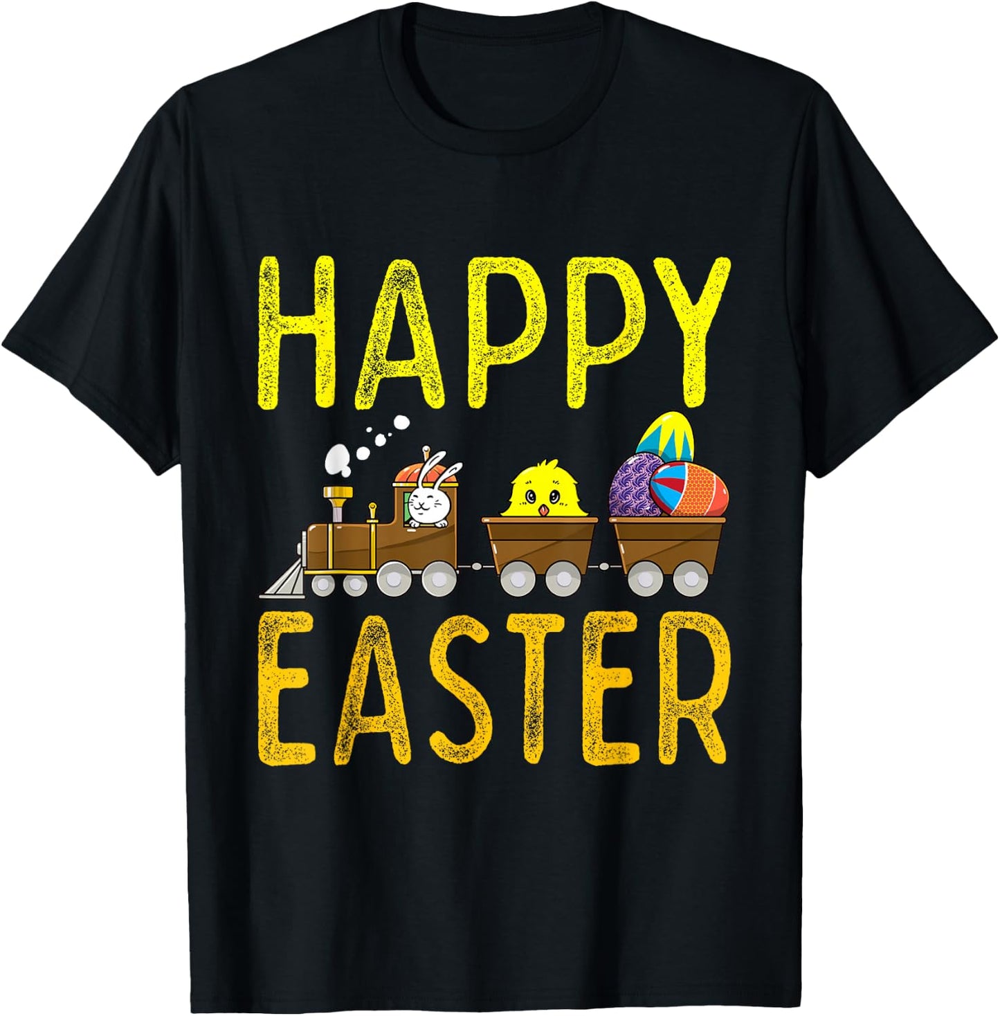Happy Easter Train Bunny Chick Eggs Cute Boys Kids Toddlers T-Shirt - T-Shirt | Black