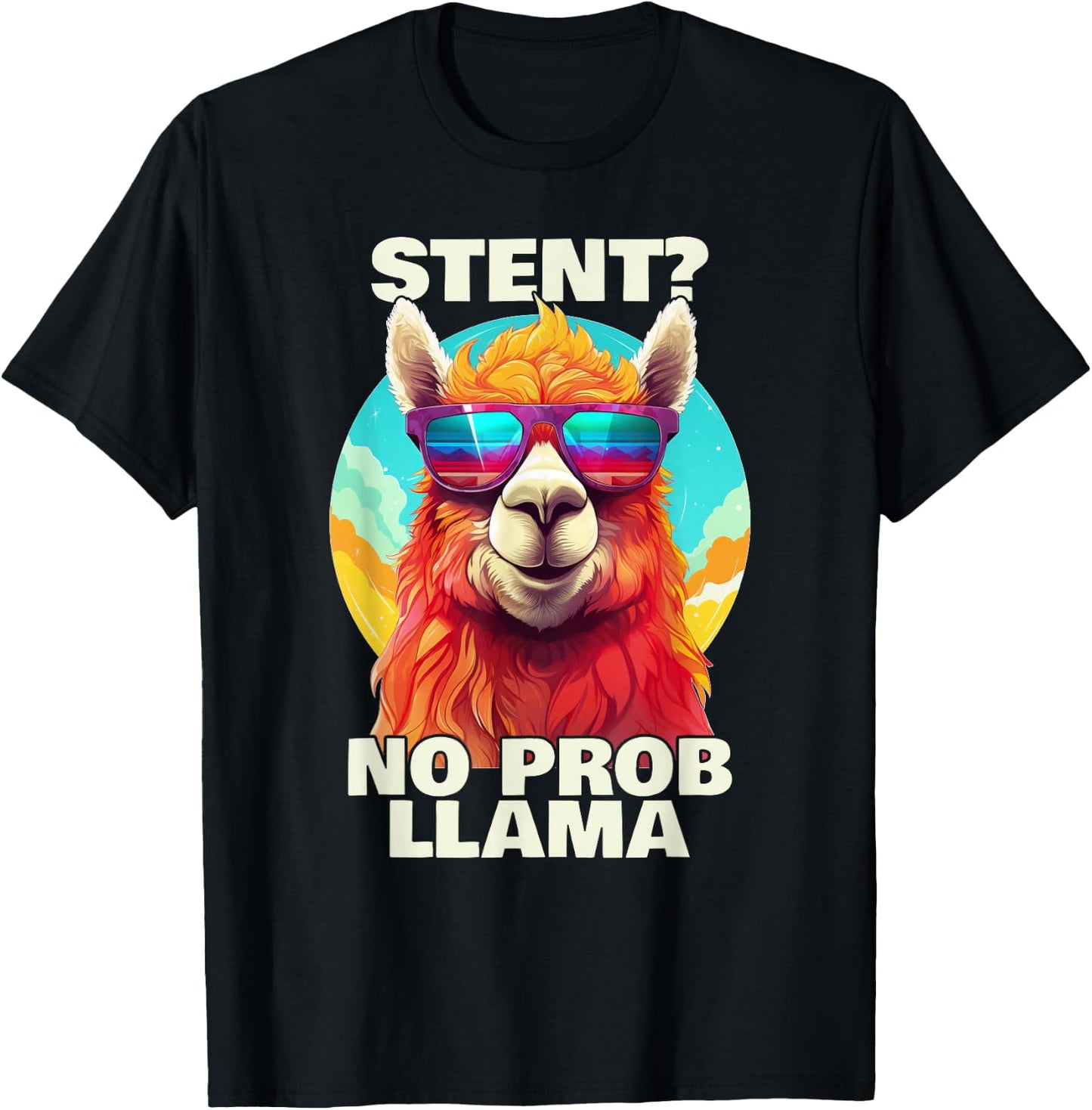 Stent No Probllama Funny Heart Surgery Recovery Gift T-Shirt - T-Shirt | Black