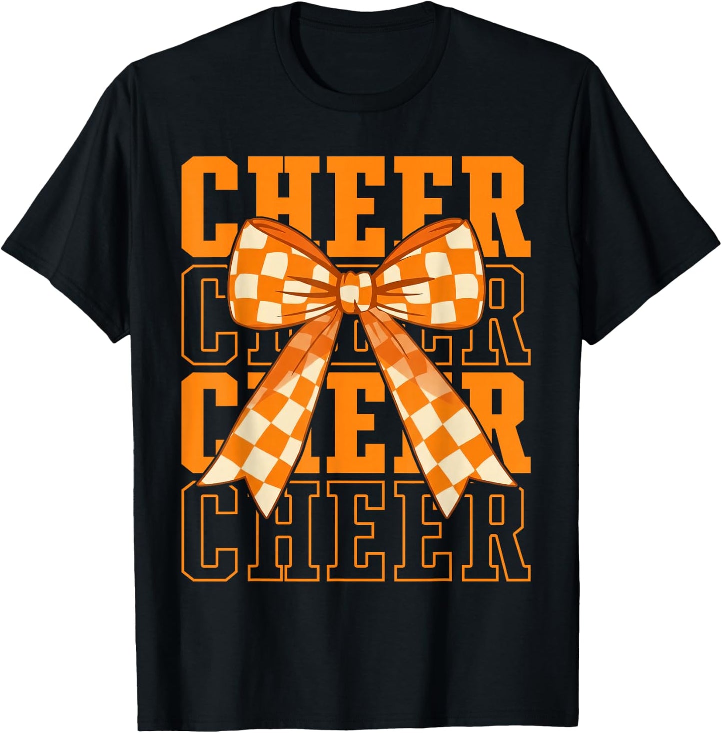 Coquette Orange Cheer Bow Sport Cheerleader Cheerleading T-Shirt - T-Shirt | Black