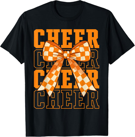 Coquette Orange Cheer Bow Sport Cheerleader Cheerleading T-Shirt - T-Shirt | Black