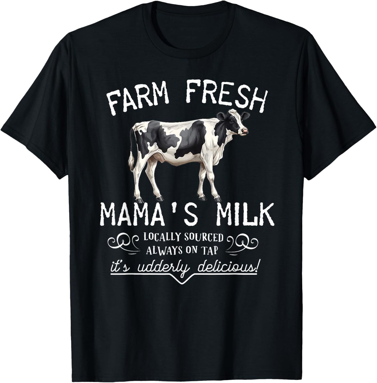 Funny Breastfeeding Mama's Milk Cow Farm Lacatation New Mom T-Shirt - T-Shirt | Black