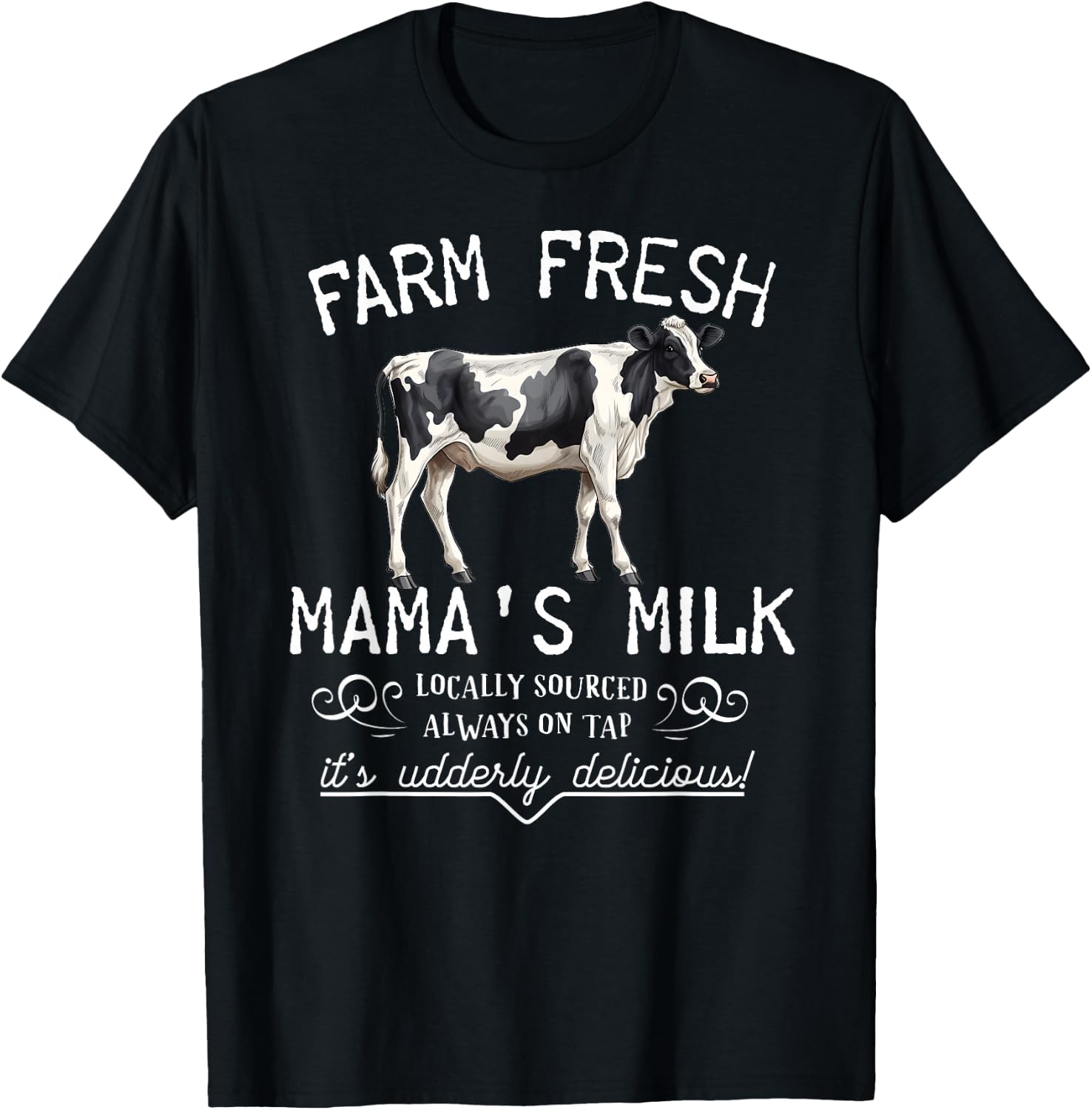 Funny Breastfeeding Mama's Milk Cow Farm Lacatation New Mom T-Shirt - T-Shirt | Black