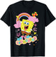 Spongebob Schwammkopf Blumen und Regenbogen T-Shirt - T-Shirt | Black