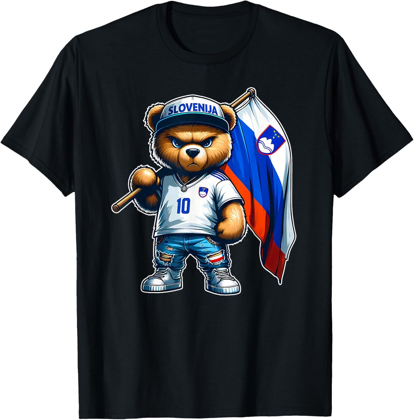 SLOVENIA Slovenian Flag Proud Teddy Bear Slovenia , Black, S T-Shirt - T-Shirt | Black