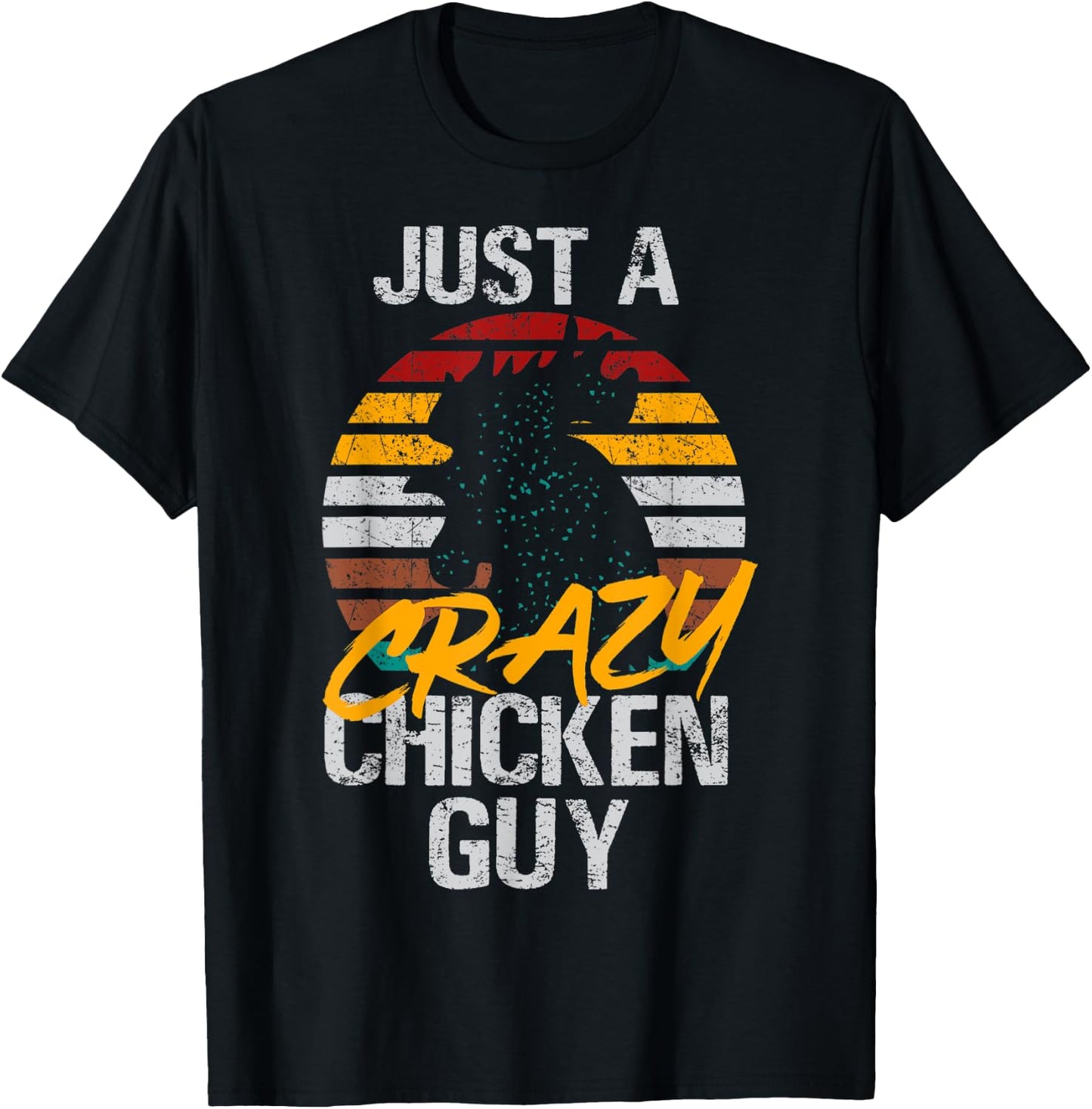 Crazy Chicken Guy Retro vintage T-Shirt - T-Shirt | Black