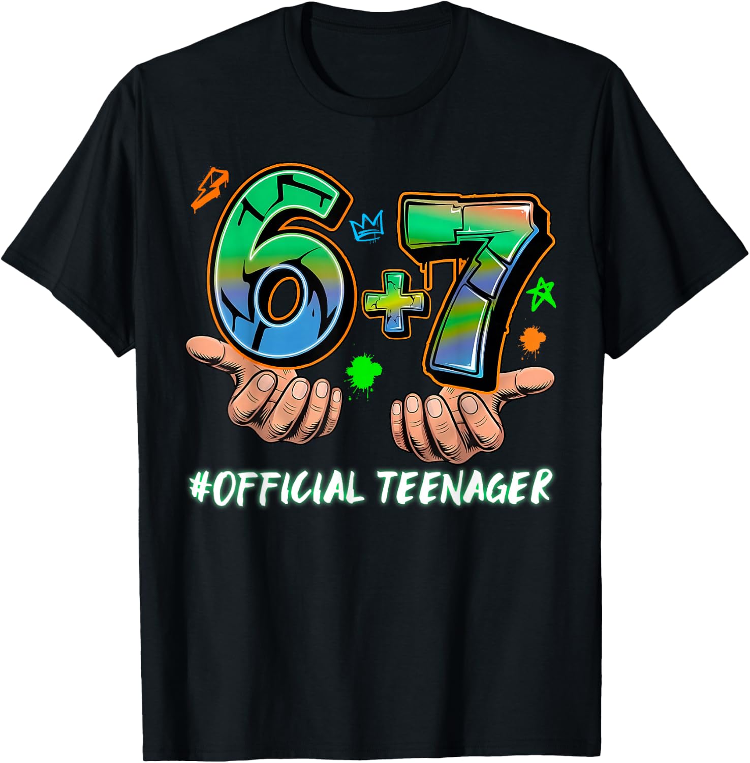 6+7 Offizielle Teenager 13. Geburtstag Sechs Sieben 6 7 Meme Hände T-Shirt - T-Shirt | Black