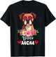 Boxer Dog Mama Mom Sunglasses Flower Dog Lover Owner T-Shirt - T-Shirt | Black