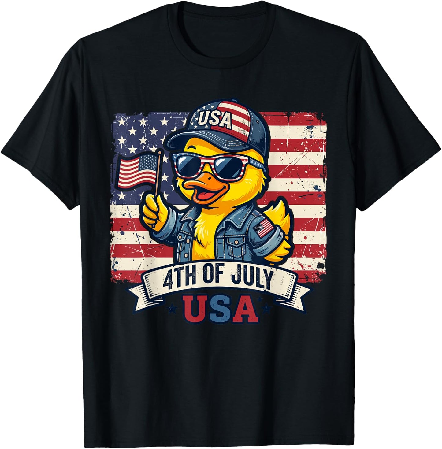 July 4th Shirts , Cool American Flag Rubber Duck T-Shirt - T-Shirt | Black