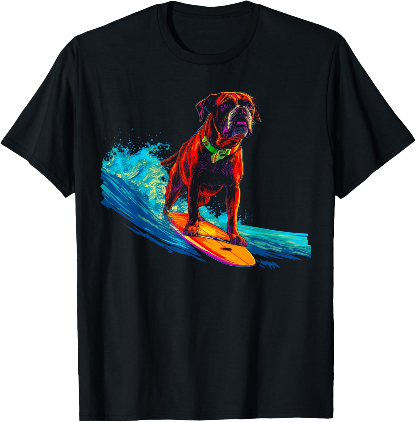 Boxer Dog Surf T-Shirt - T-Shirt | Black