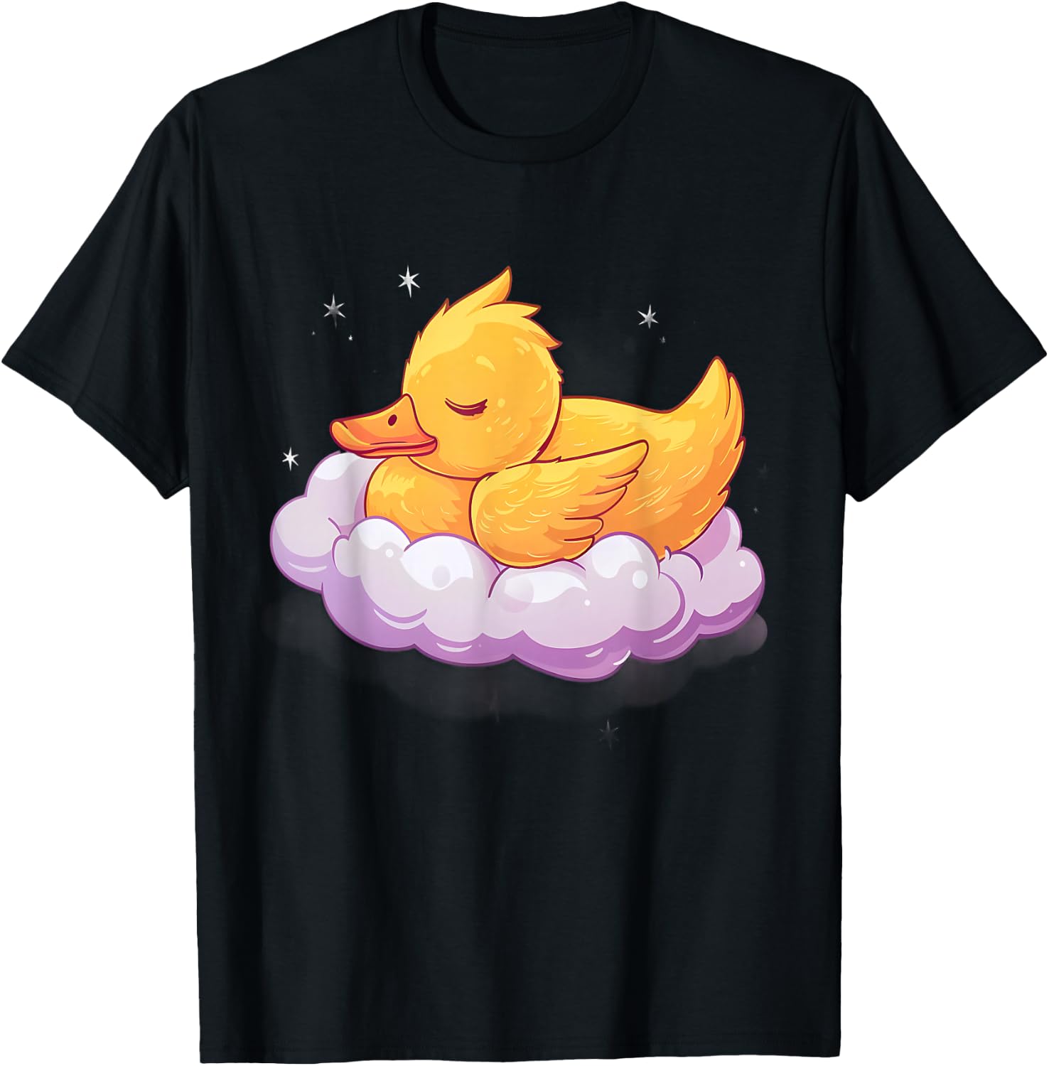 Duck Sleeping Cloud Sleep Duck Sleepy Animal Duck Lover T-Shirt - T-Shirt | Black