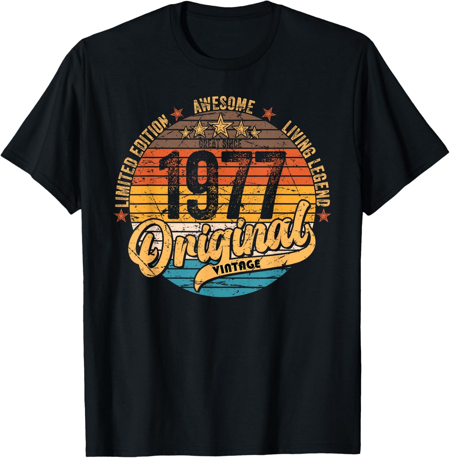 1977 Vintage Birthday Retro Vintage Men Women Gift , black T-Shirt - T-Shirt | Black