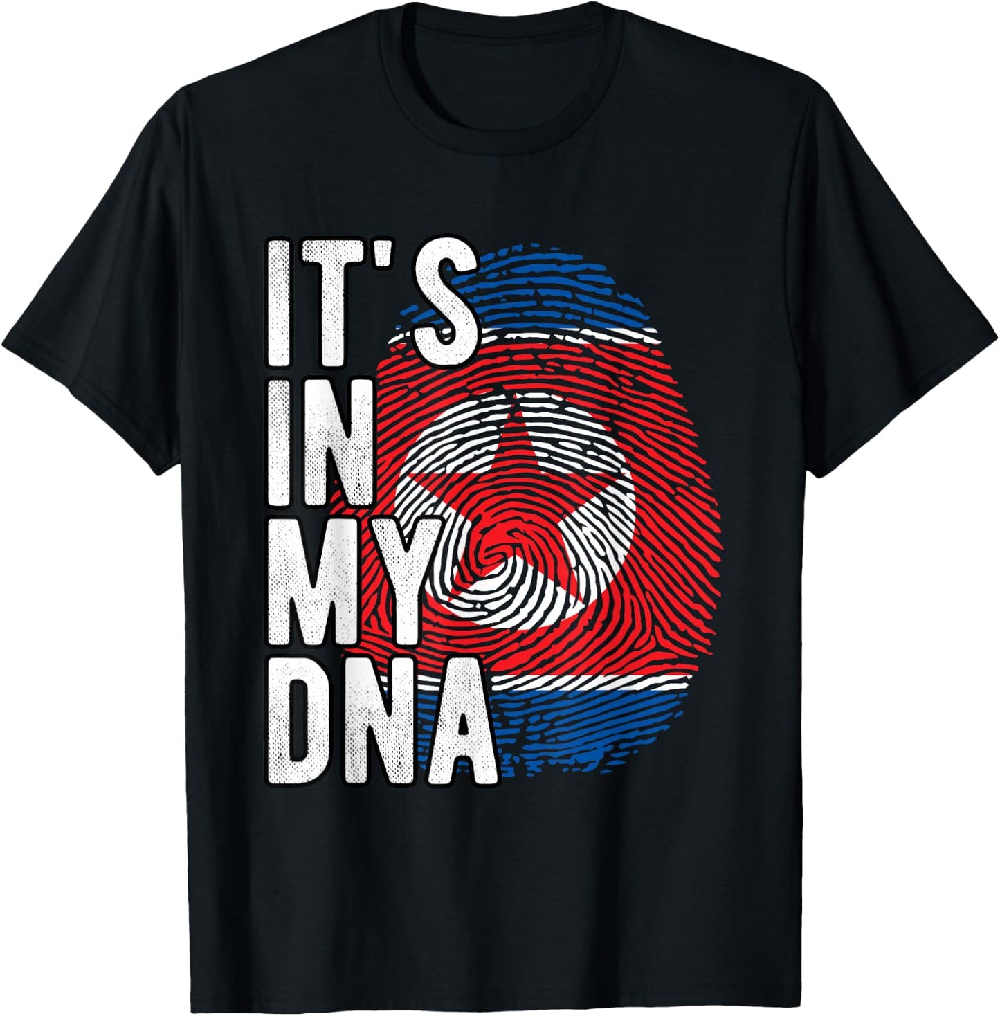 Funny it's in my DNA North Korea Flag Fingerprint , Black, S T-Shirt - T-Shirt | Black