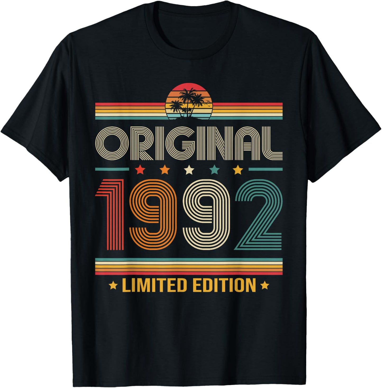34th Birthday Gift Man Woman Original Vintage 1992 34 Years T-Shirt - T-Shirt | Black