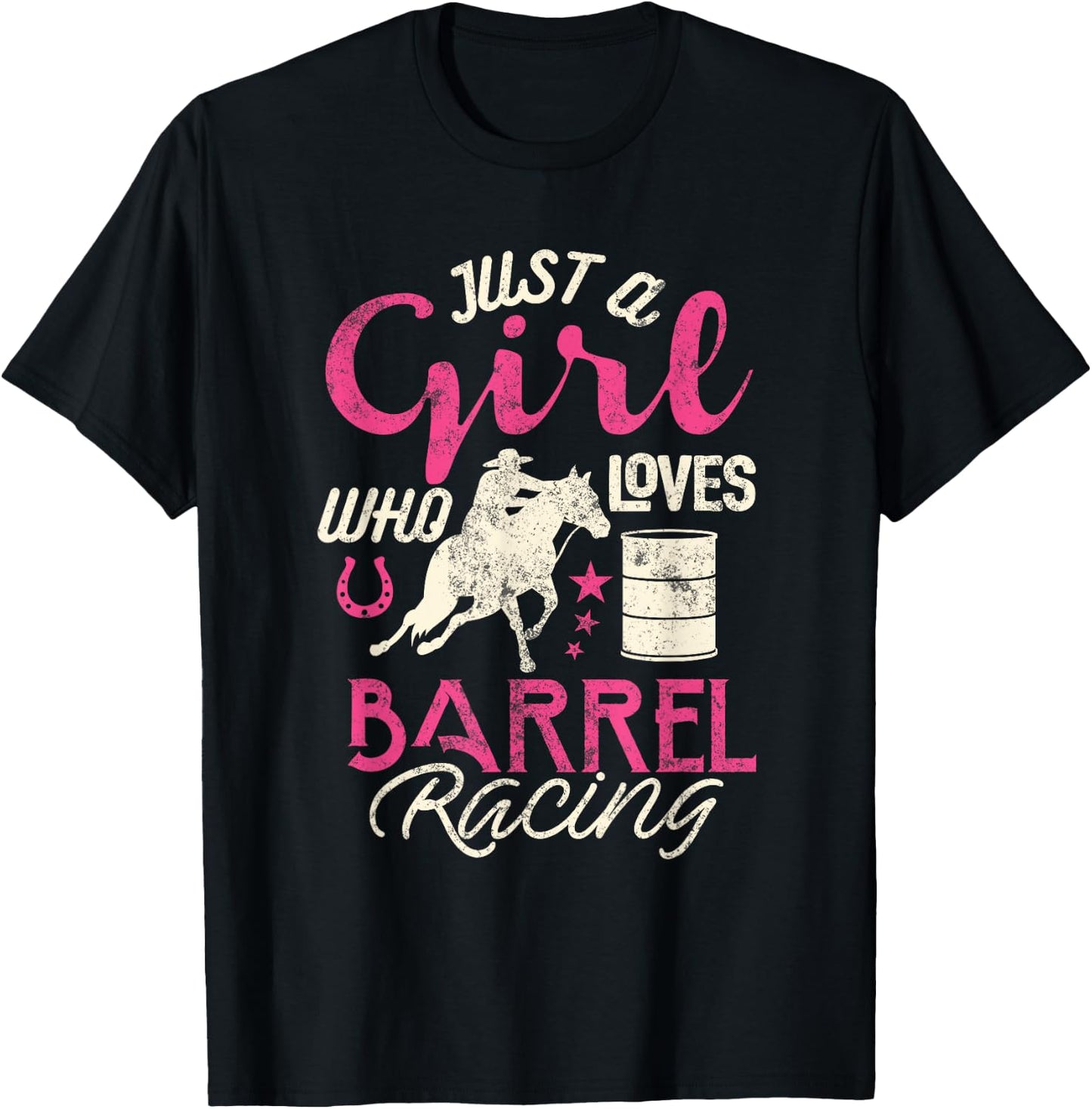 Barrel Racer Girl Shirt Just Girl Loves Barrel Racing Kids T-Shirt - T-Shirt | Black