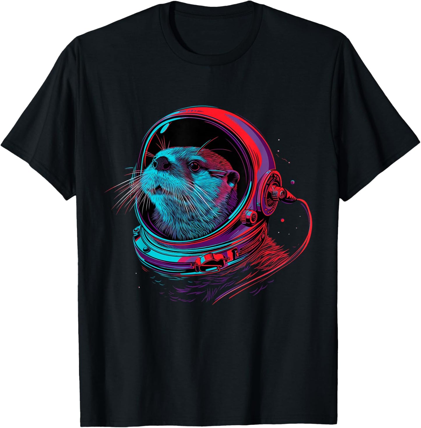 Otter Astronaut Funny Animal Sea Otter Space T-Shirt - T-Shirt | Black