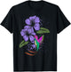Flowers Animal Pretty Bird Lover Vintage Floral Hummingbird T-Shirt - T-Shirt | Black