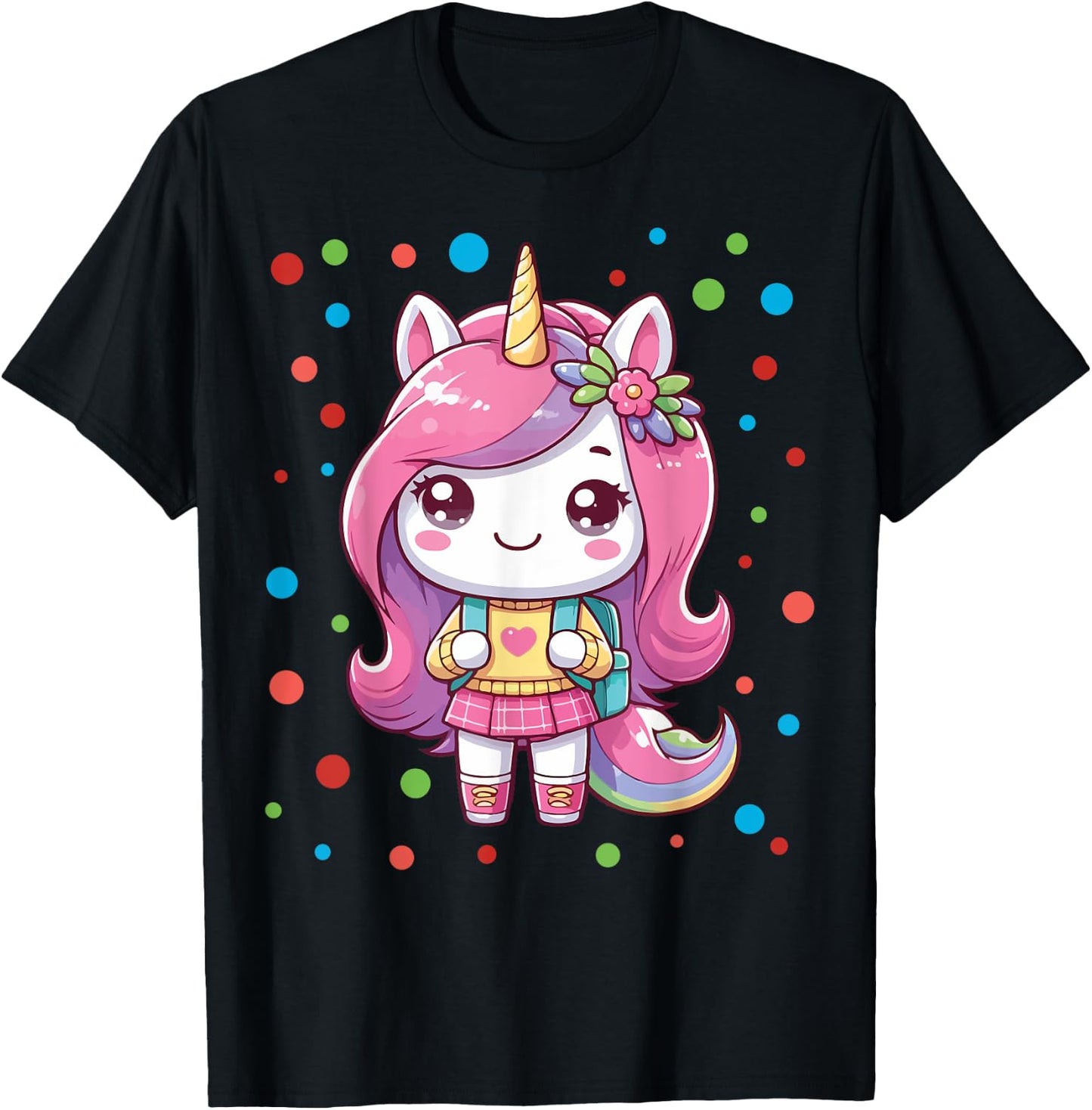 Happy Dot Day Unicorn Dots For Girls T-Shirt - T-Shirt | Black