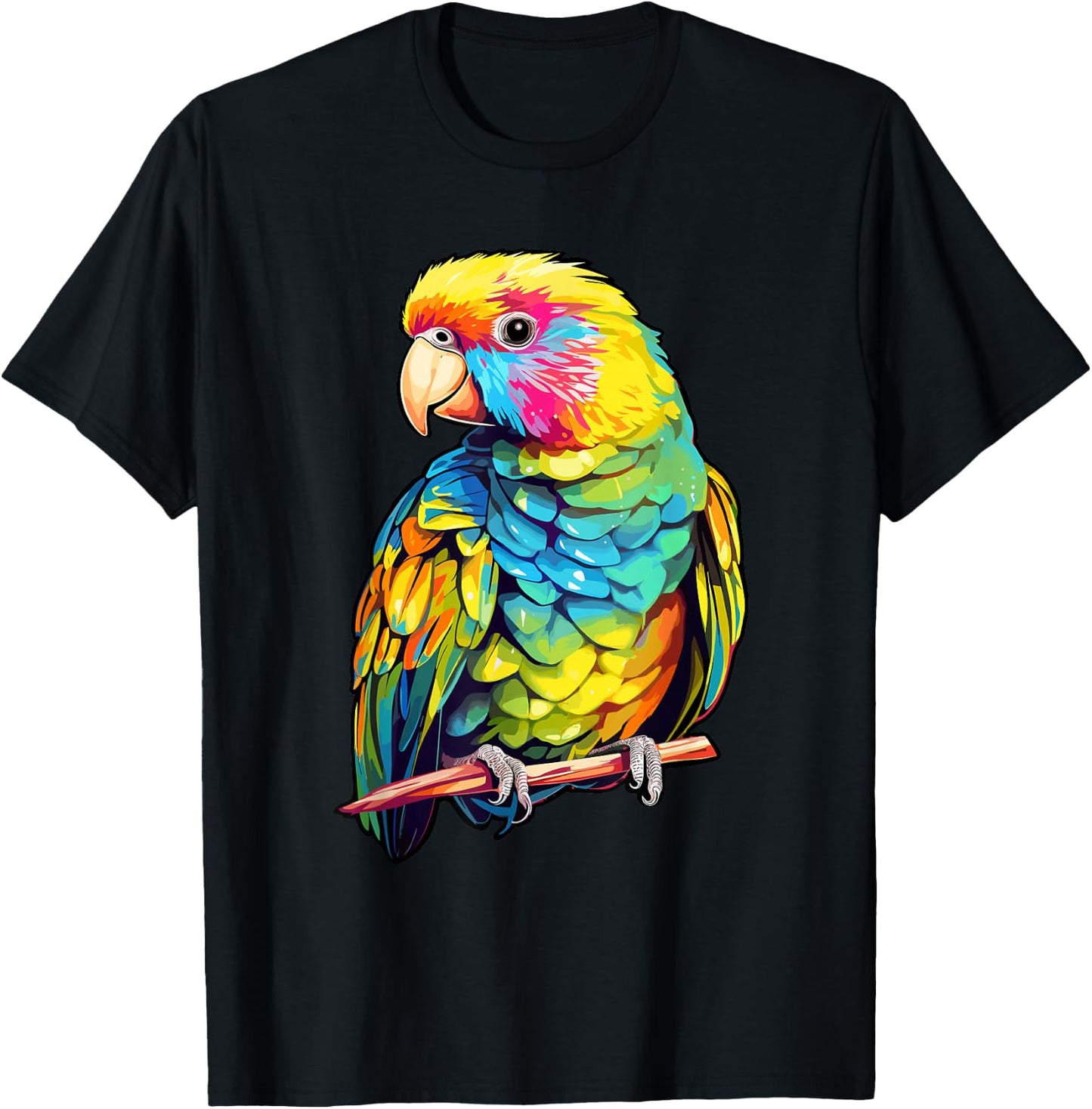 Colorful Parakeet Bird Lover Tie-Dye Budgerigar Budgie T-Shirt - T-Shirt | Black