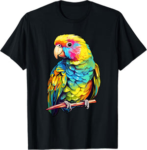 Colorful Parakeet Bird Lover Tie-Dye Budgerigar Budgie T-Shirt - T-Shirt | Black