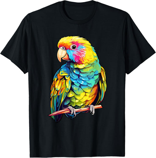 Colorful Parakeet Bird Lover Tie-Dye Budgerigar Budgie T-Shirt - T-Shirt | Black