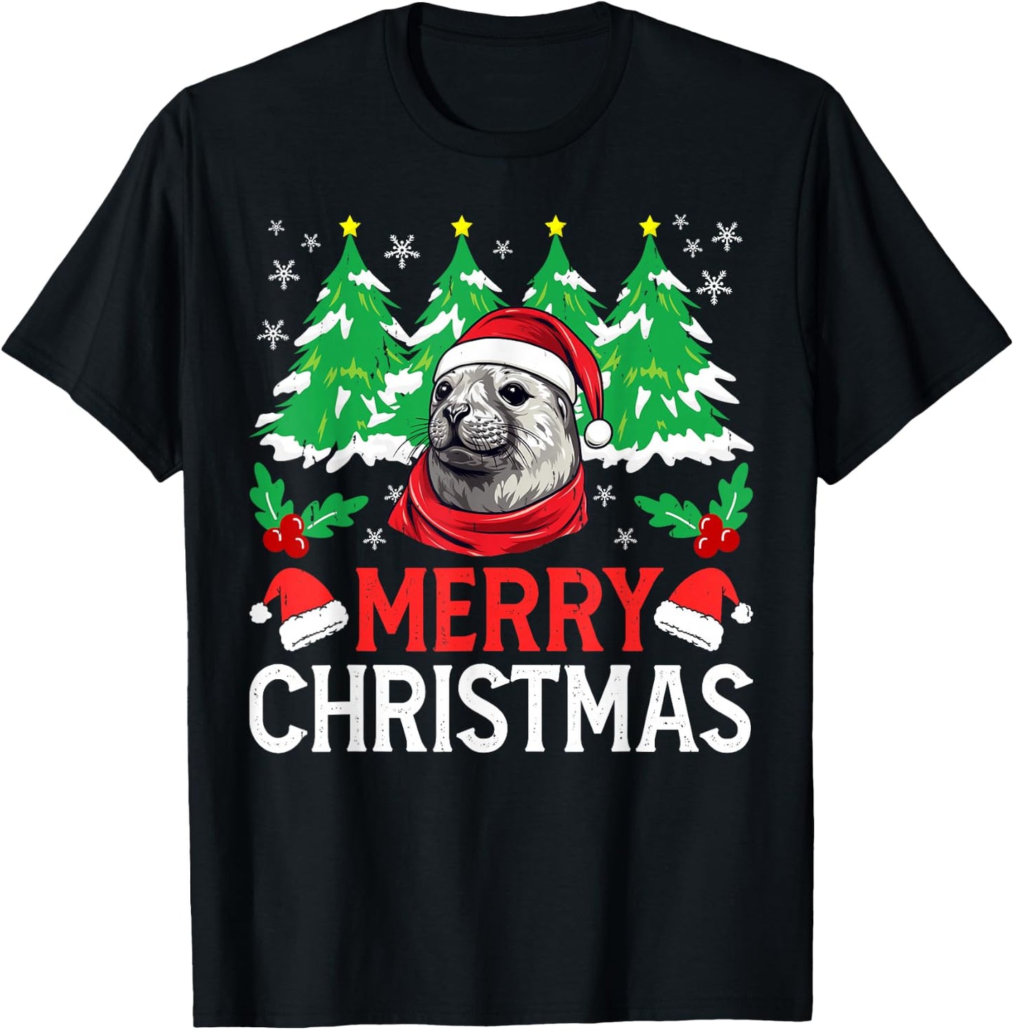 Weddell Seal Christmas Pajama Costume for Xmas Holiday T-Shirt - T-Shirt | Black