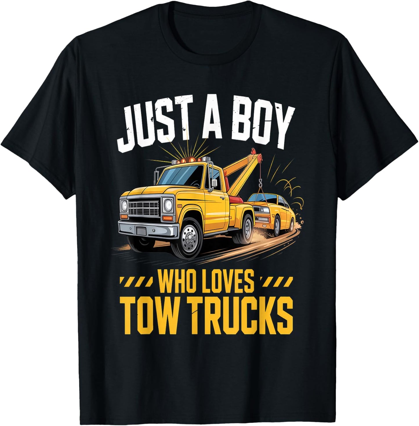 Just A Boy Who Loves Tow Trucks Funny Tow Truck for Boys T-Shirt - T-Shirt | Black