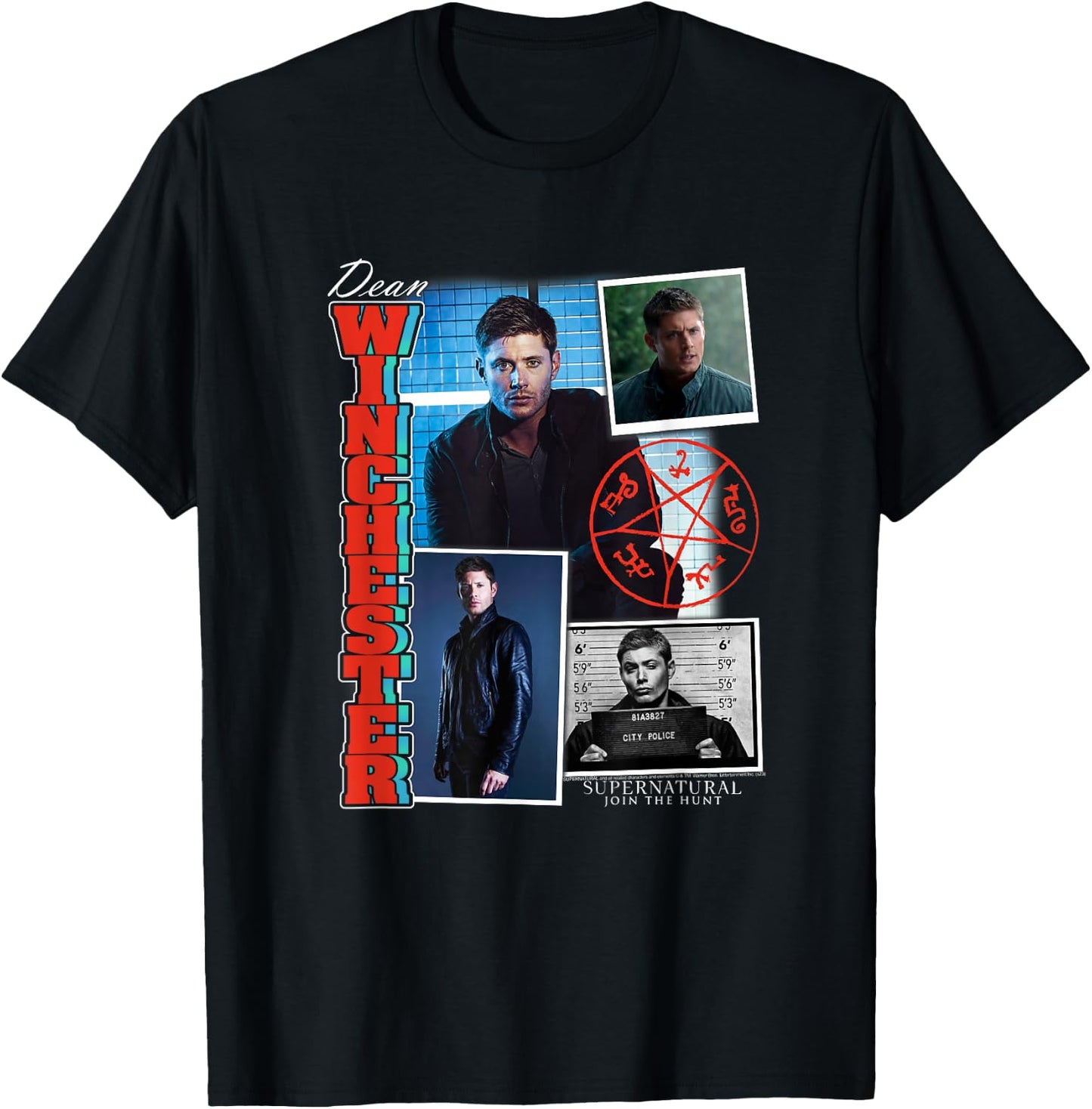 Ripple Junction Supernatural Dean Winchester Collage , Men's/ , Black, Small, Short Sleeve, Classic Fit, Cotton Blend, Licensed Merchandise, Collage Theme, Letter Print Pattern T-Shirt - T-Shirt | Black