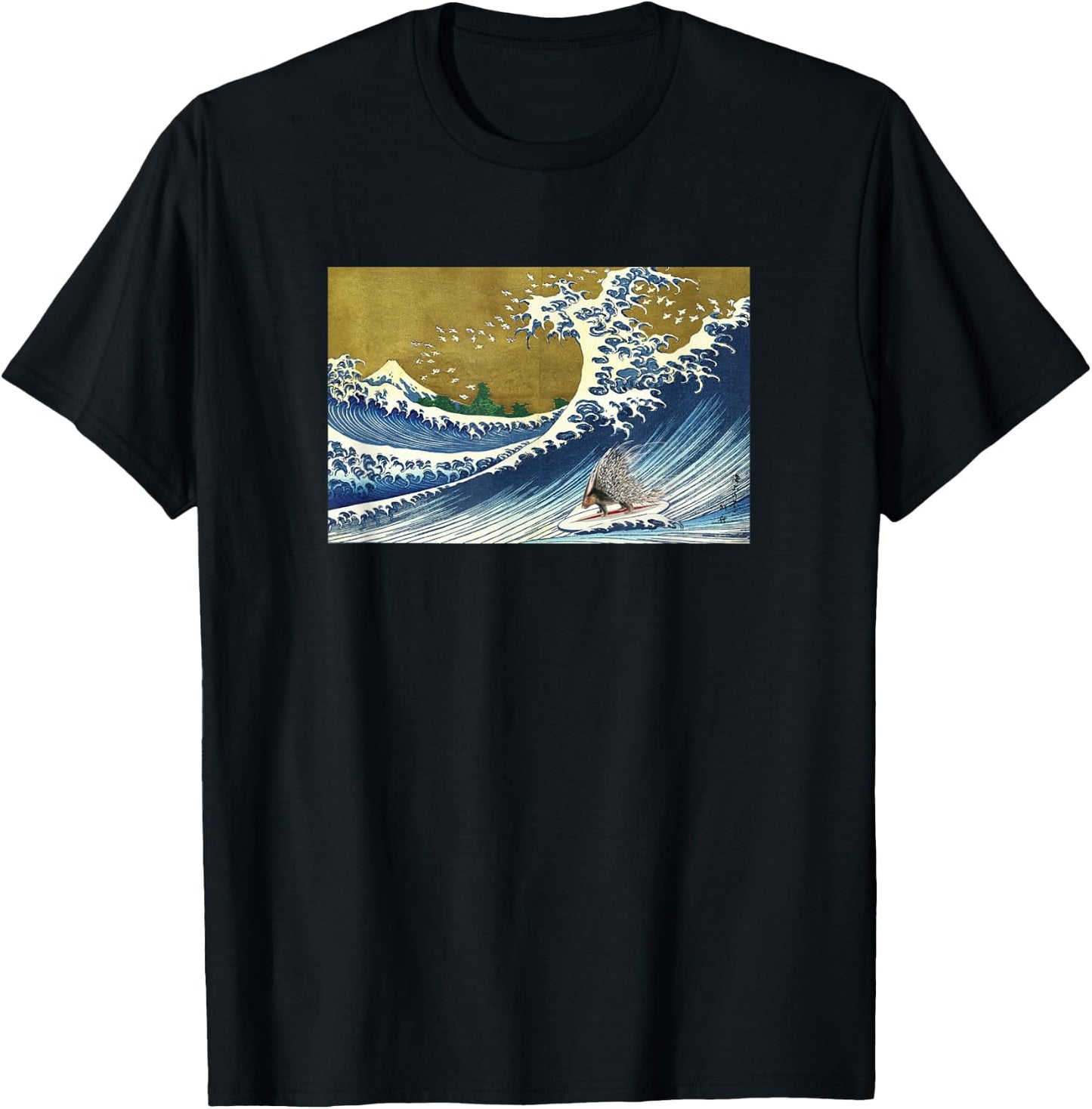 Porcupine Gifts Shirts & Women's Surfing Porcupine Black Small Classic Fit Short Sleeve T-Shirt - T-Shirt | Black