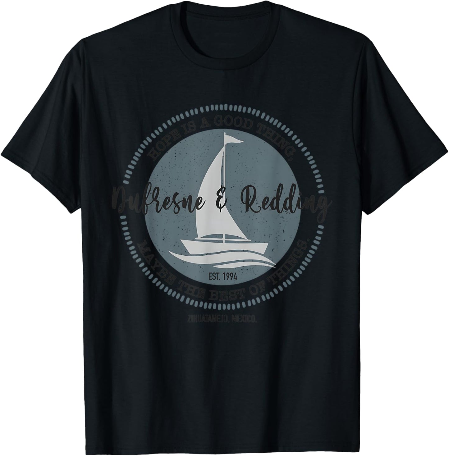 Redding And Fishing Dufresne Vintage Zihuatanejo Mexico T-Shirt - T-Shirt | Black