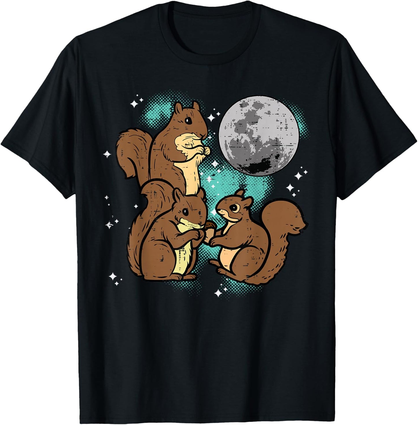 Squirrels Moon Funny Animal Rodent Meme Men Women Kids Boys T-Shirt - T-Shirt | Black
