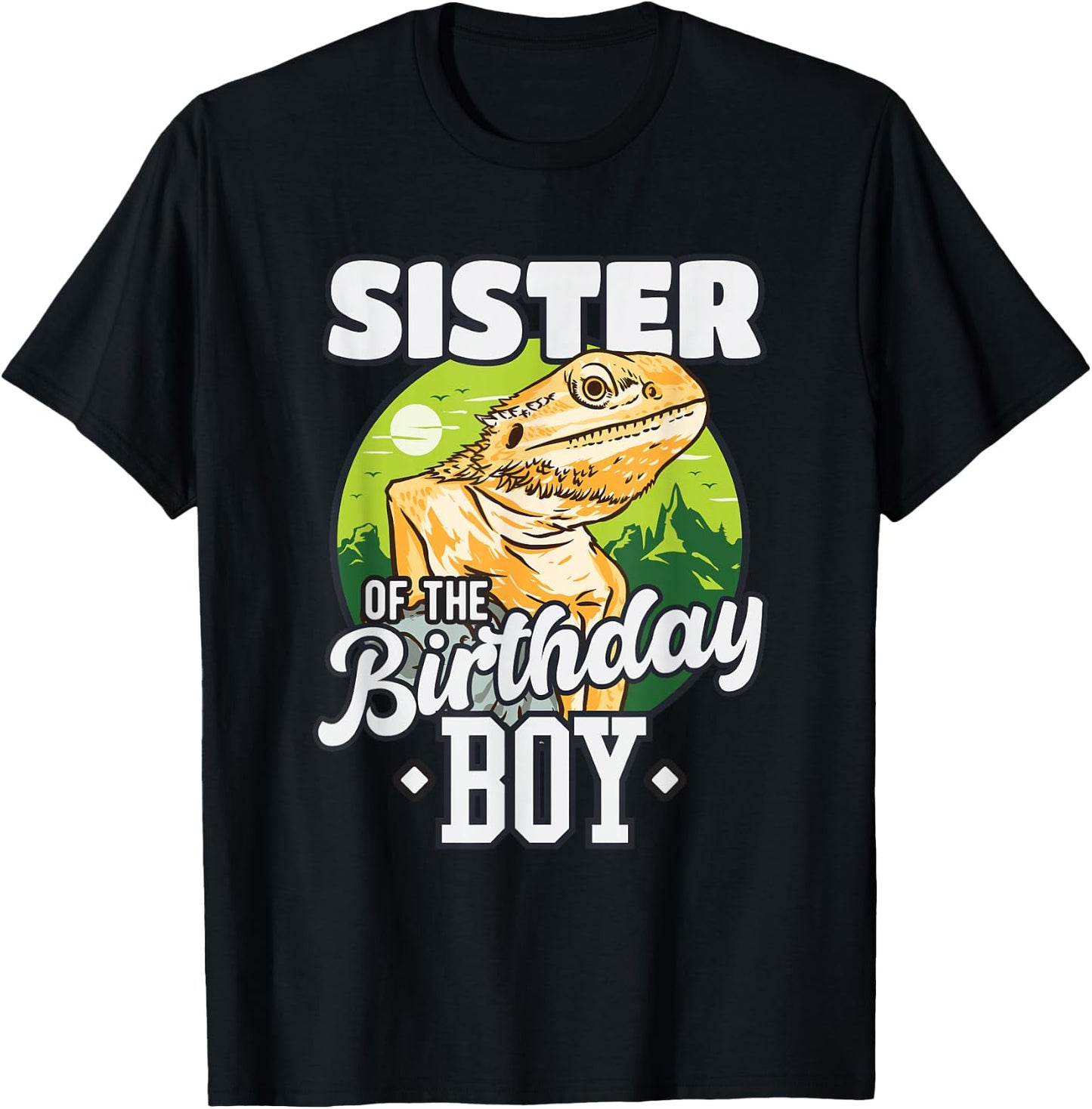 Sister of Birthday Boy Bearded Dragon Birthday Party T-Shirt - T-Shirt | Black