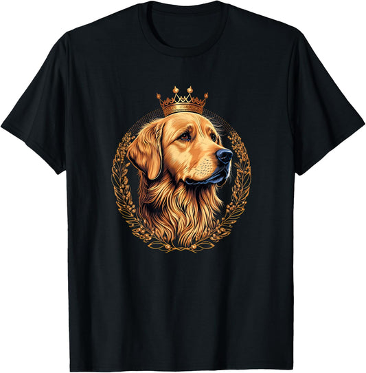 Funny Golden Retriever with a Golden Crown T-Shirt - T-Shirt | Black