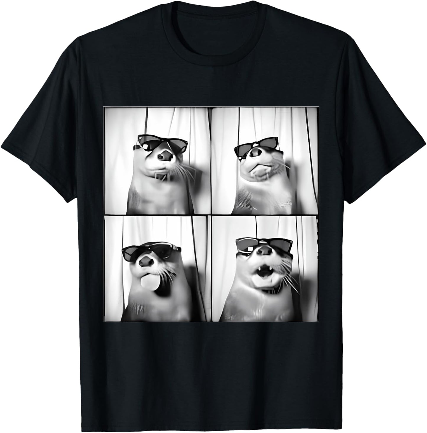 Funny Otter in Sunglasses Love Otters Sea Otter Lover T-Shirt - T-Shirt | Black