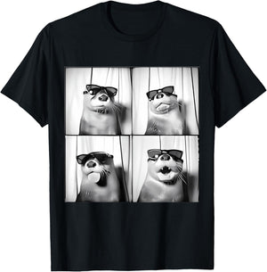 Funny Otter in Sunglasses Love Otters Sea Otter Lover T-Shirt - T-Shirt | Black